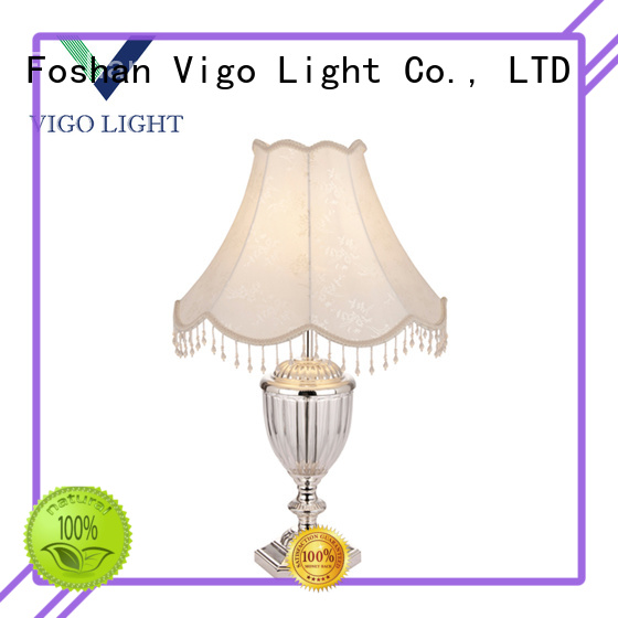 Silver crystal glass table lamp with fabric shade