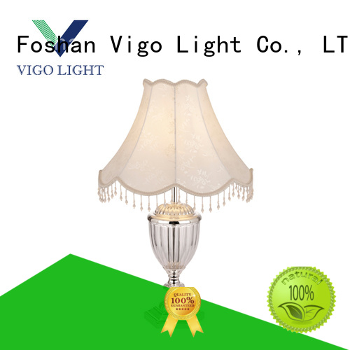 Silver crystal glass table lamp with fabric shade