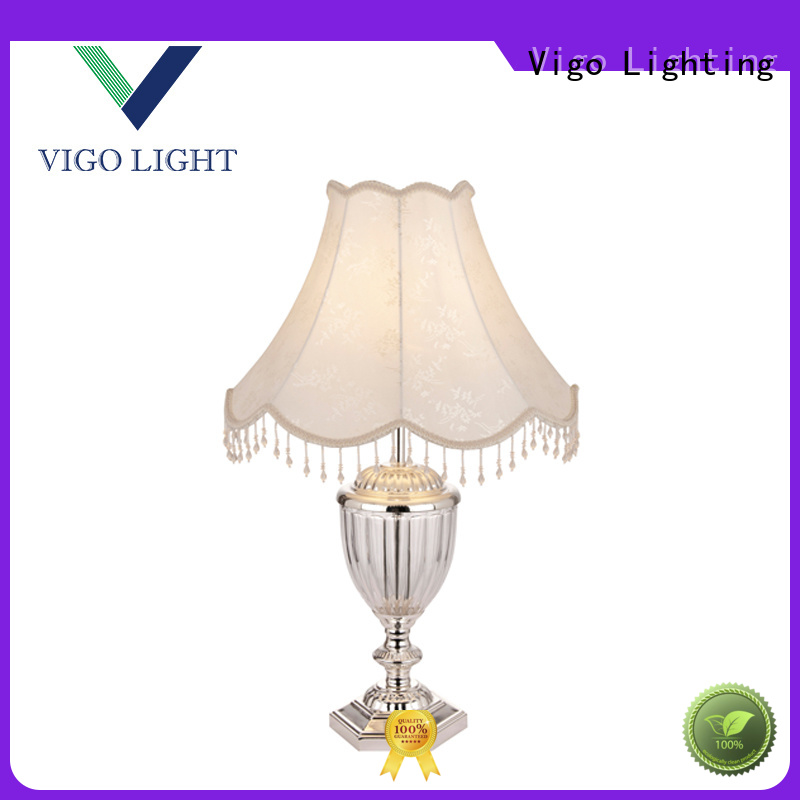 Silver crystal glass table lamp with fabric shade